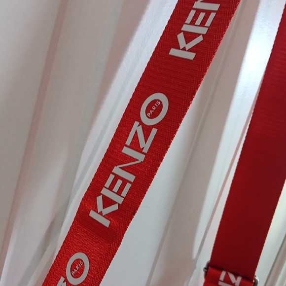 Kenzo Red Fire Stitch WIDE Signature Stripe Strap PARFUMS Messenger Tote - Picture 2 of 6